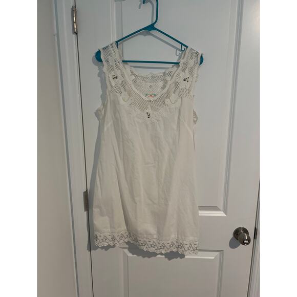 Free People Dresses & Skirts - Free People Lace Accent Side Zip Layer Dress – Size Medium – White